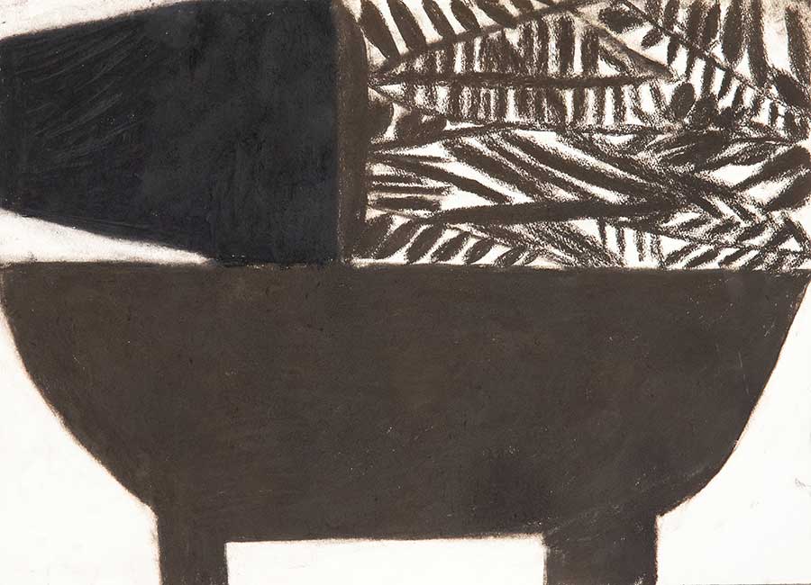 「ふたつの植木鉢」　2008年　水彩紙、パステル